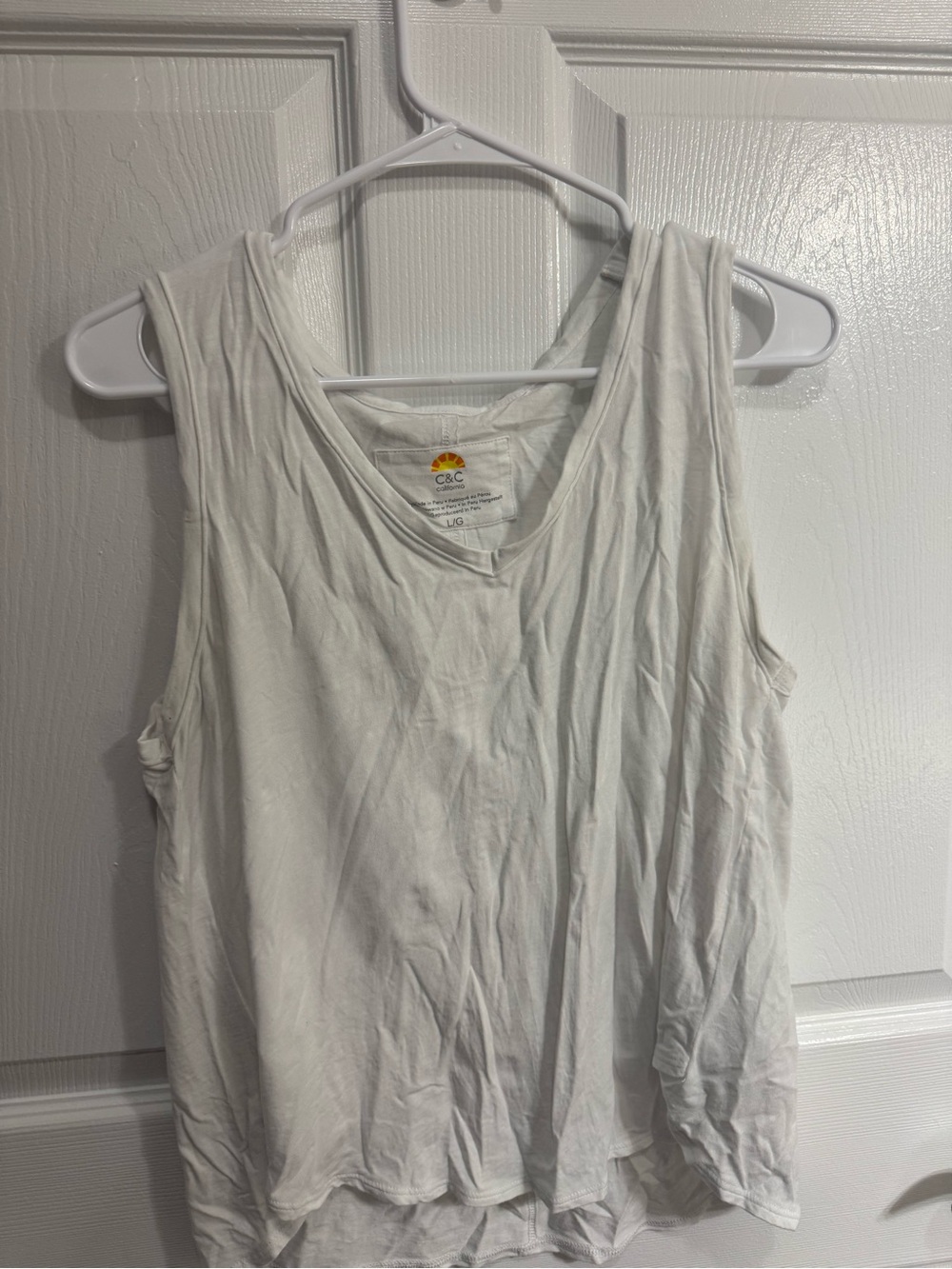 C&C California White V-Neck Lightweight Tank